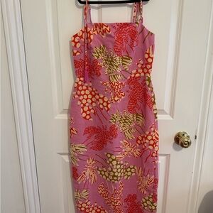 Rachel Zoe Pink and Green Floral Midi Dress